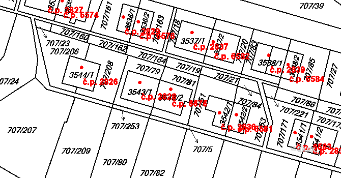 Zlín 6575 na parcele st. 3543/2 v KÚ Zlín, Katastrální mapa