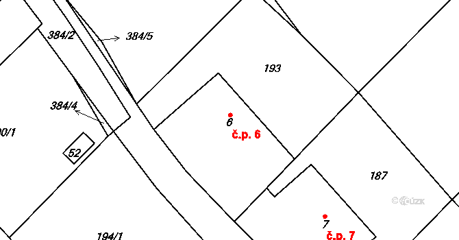 Josefov 6, Rožná na parcele st. 6 v KÚ Josefov u Rožné, Katastrální mapa