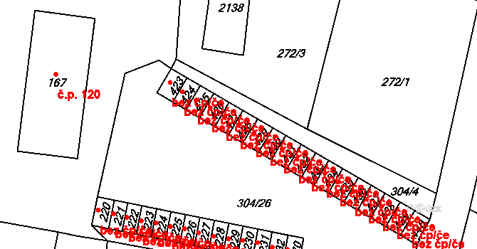 Hrádek 40655458 na parcele st. 428 v KÚ Nová Huť, Katastrální mapa