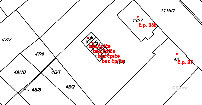 Olomouc 40898458 na parcele st. 45/7 v KÚ Slavonín, Katastrální mapa
