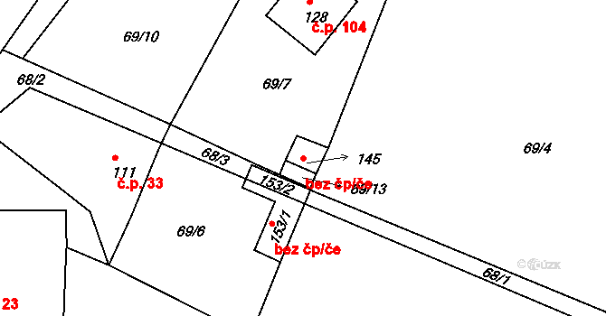Borkovice 40927458 na parcele st. 145 v KÚ Borkovice, Katastrální mapa