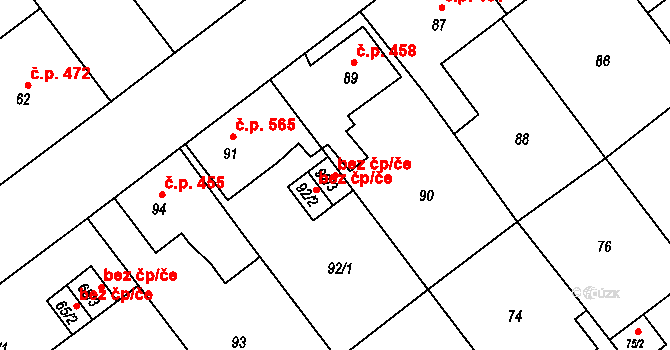 Ostrava 43907458 na parcele st. 92/3 v KÚ Svinov, Katastrální mapa