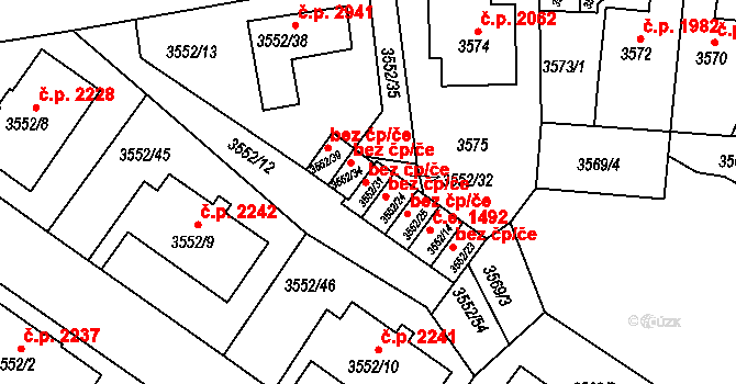 Teplice 45145458 na parcele st. 3552/31 v KÚ Teplice, Katastrální mapa