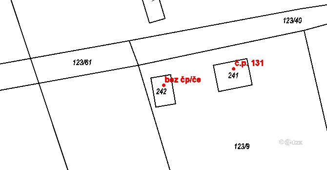 Úlice 45805458 na parcele st. 242 v KÚ Úlice, Katastrální mapa