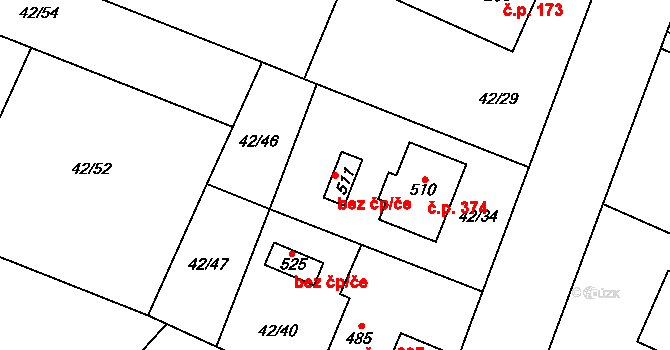 Třinec 46343458 na parcele st. 511 v KÚ Nebory, Katastrální mapa