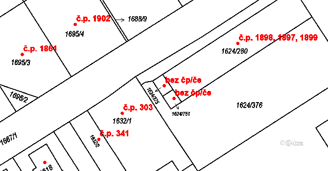 Karviná 48154458 na parcele st. 1624/375 v KÚ Karviná-město, Katastrální mapa