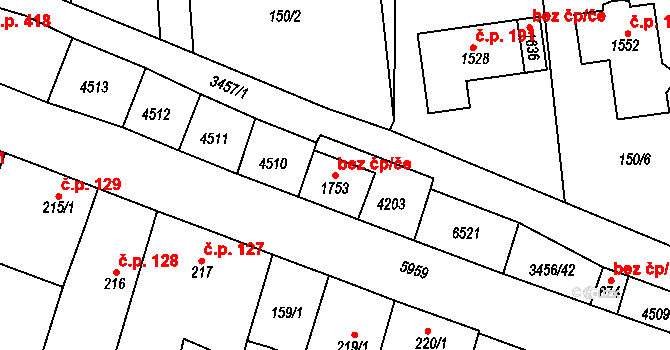 Hrušovany nad Jevišovkou 49850458 na parcele st. 1753 v KÚ Hrušovany nad Jevišovkou, Katastrální mapa