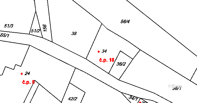 Křížatky 18, Litvínov na parcele st. 34 v KÚ Křížatky, Katastrální mapa