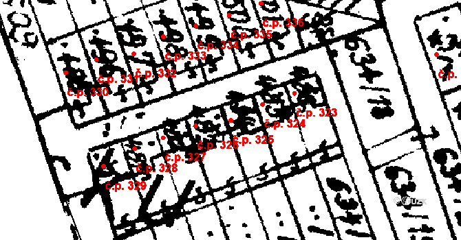 Hrochův Týnec 325 na parcele st. 484 v KÚ Hrochův Týnec, Katastrální mapa