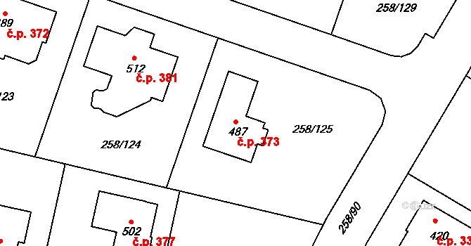 Braškov 373 na parcele st. 487 v KÚ Braškov, Katastrální mapa