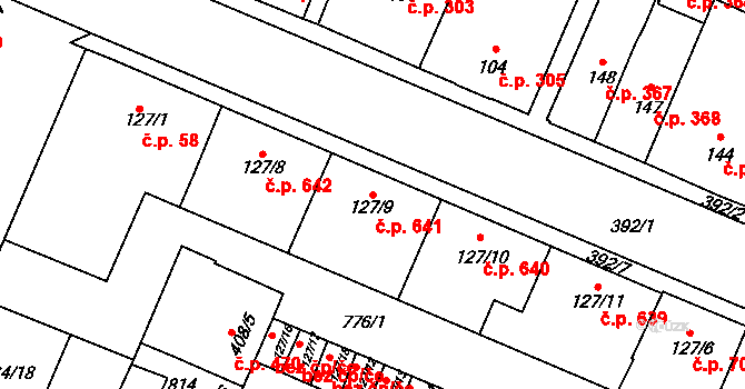 Kralupy nad Vltavou 641 na parcele st. 127/9 v KÚ Lobeč, Katastrální mapa