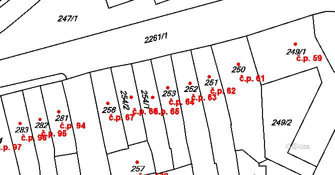 Město 64, Horšovský Týn na parcele st. 253 v KÚ Horšovský Týn, Katastrální mapa