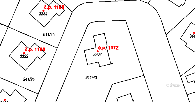 Sušice II 1172, Sušice na parcele st. 3302 v KÚ Sušice nad Otavou, Katastrální mapa