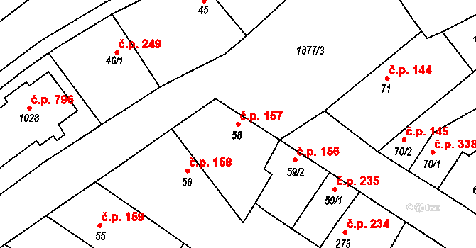 Sezemice 157 na parcele st. 58 v KÚ Sezemice nad Loučnou, Katastrální mapa