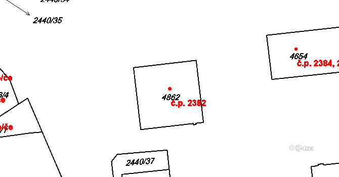 Rakovník II 2382, Rakovník na parcele st. 4862 v KÚ Rakovník, Katastrální mapa