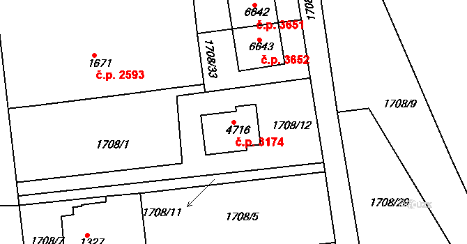 Havlíčkův Brod 3174 na parcele st. 4716 v KÚ Havlíčkův Brod, Katastrální mapa
