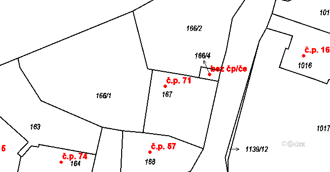 Štěnovice 71 na parcele st. 167 v KÚ Štěnovice, Katastrální mapa