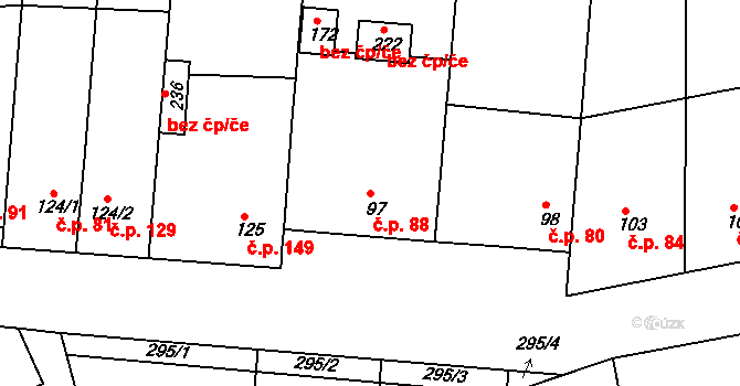 Količín 88, Holešov na parcele st. 97 v KÚ Količín, Katastrální mapa