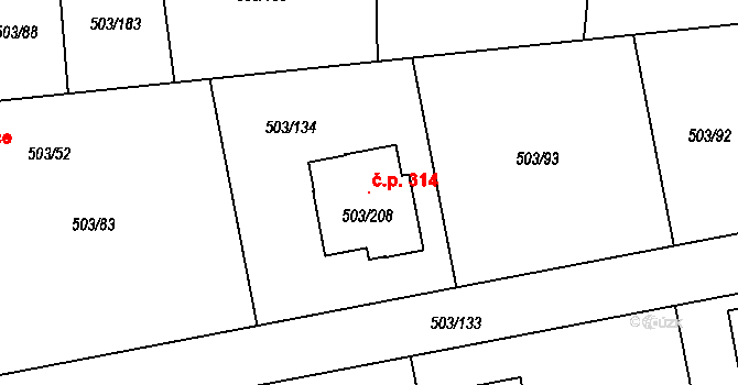 Chlum 314, Křemže na parcele st. 503/208 v KÚ Chlum u Křemže, Katastrální mapa