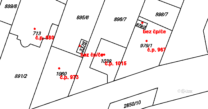 Bystřice pod Hostýnem 1015 na parcele st. 1039 v KÚ Bystřice pod Hostýnem, Katastrální mapa