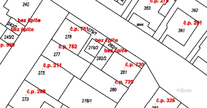 Praha 106343459 na parcele st. 282/2 v KÚ Kobylisy, Katastrální mapa