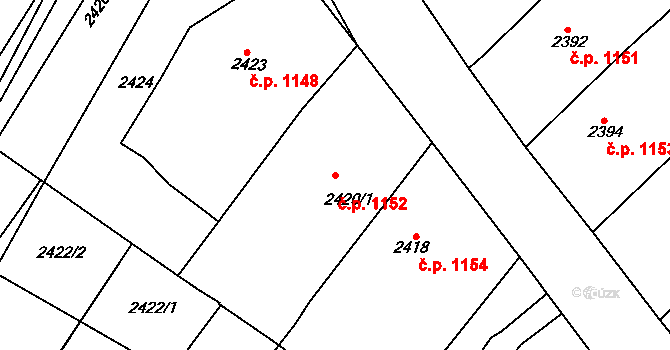 Rakšice 1152, Moravský Krumlov na parcele st. 2420/1 v KÚ Moravský Krumlov, Katastrální mapa