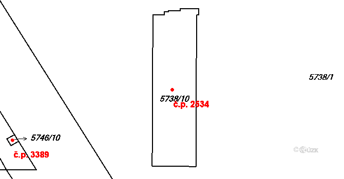 Přerov I-Město 2534, Přerov na parcele st. 5738/10 v KÚ Přerov, Katastrální mapa