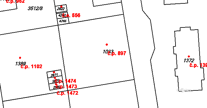 Lipník nad Bečvou I-Město 897, Lipník nad Bečvou na parcele st. 1033 v KÚ Lipník nad Bečvou, Katastrální mapa