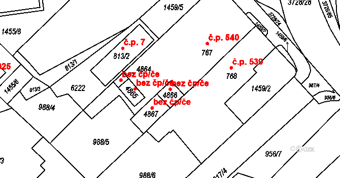Rožnov pod Radhoštěm 114113459 na parcele st. 4866 v KÚ Rožnov pod Radhoštěm, Katastrální mapa