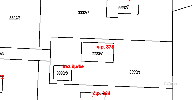 Třanovice 378 na parcele st. 3333/7 v KÚ Třanovice, Katastrální mapa