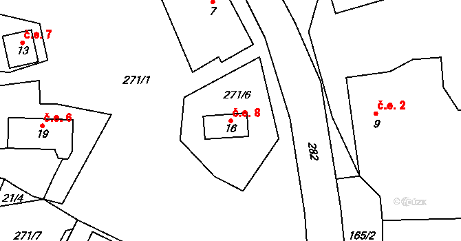 Kolešov 8, Pšov na parcele st. 16 v KÚ Kolešov u Žlutic, Katastrální mapa