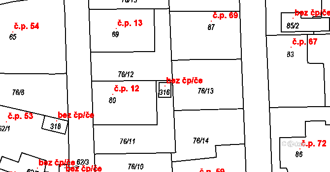 Hůrky 119176459 na parcele st. 316 v KÚ Hůrky u Rokycan, Katastrální mapa