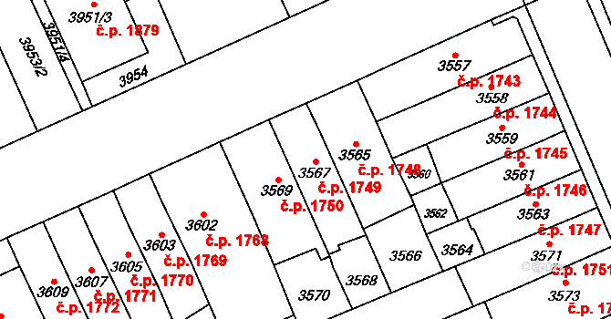 Jihlava 1749 na parcele st. 3567 v KÚ Jihlava, Katastrální mapa