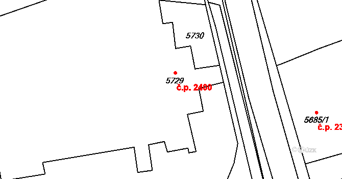 Jihlava 2400 na parcele st. 5729 v KÚ Jihlava, Katastrální mapa