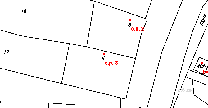 Savín 3, Litovel na parcele st. 4 v KÚ Savín, Katastrální mapa