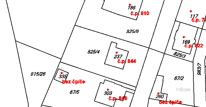 Hrabačov 844, Jilemnice na parcele st. 237 v KÚ Hrabačov, Katastrální mapa