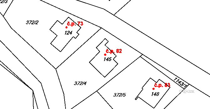 Nedvězí 82, Slaná na parcele st. 145 v KÚ Nedvězí u Semil, Katastrální mapa