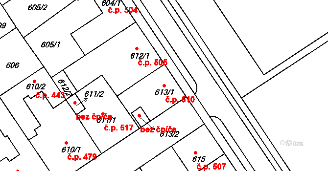 Semily 510 na parcele st. 613/1 v KÚ Semily, Katastrální mapa
