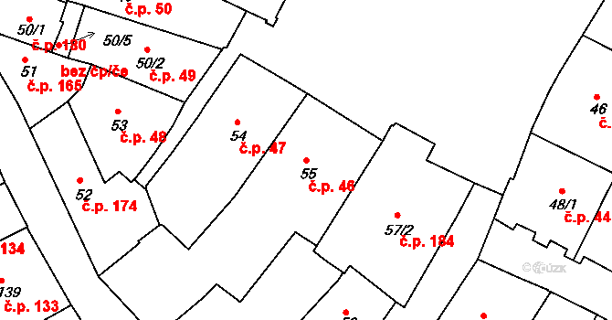 Prachatice I 46, Prachatice na parcele st. 55 v KÚ Prachatice, Katastrální mapa