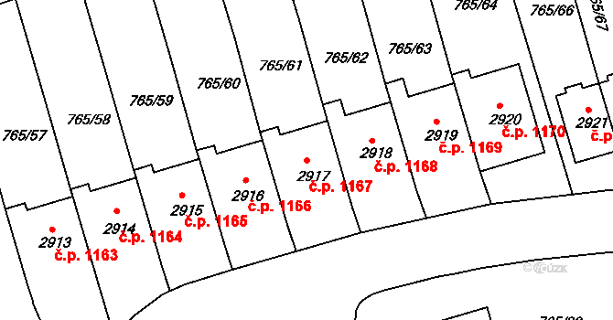 Strakonice I 1167, Strakonice na parcele st. 2917 v KÚ Strakonice, Katastrální mapa