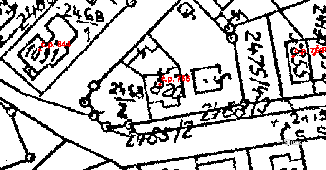 Jaroměřice nad Rokytnou 756 na parcele st. 820 v KÚ Jaroměřice nad Rokytnou, Katastrální mapa