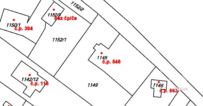 Skřečoň 546, Bohumín na parcele st. 1148 v KÚ Skřečoň, Katastrální mapa