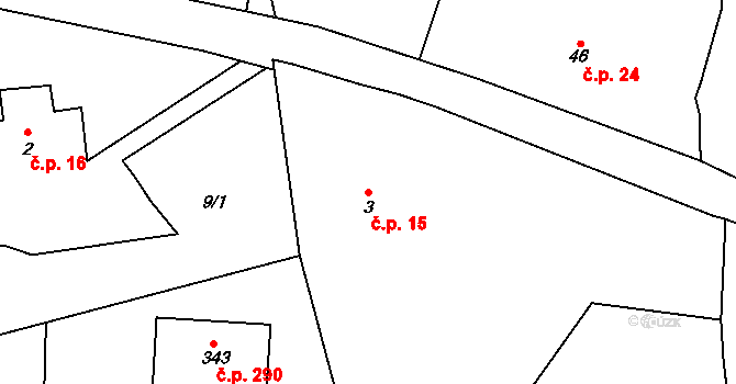 Janské Lázně 15 na parcele st. 3 v KÚ Janské Lázně, Katastrální mapa