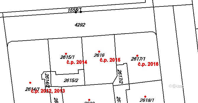 Vinohrady 2015, Praha na parcele st. 2616 v KÚ Vinohrady, Katastrální mapa