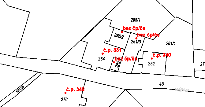 Rumburk 2-Horní Jindřichov 331, Rumburk na parcele st. 284 v KÚ Horní Jindřichov, Katastrální mapa