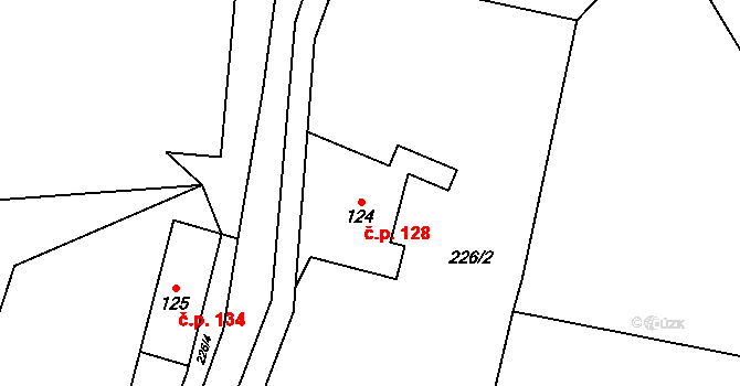 Javorník 128, Rudník na parcele st. 124 v KÚ Javorník v Krkonoších, Katastrální mapa