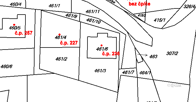 Úštěk-Českolipské Předměstí 236, Úštěk na parcele st. 461/6 v KÚ Úštěk, Katastrální mapa