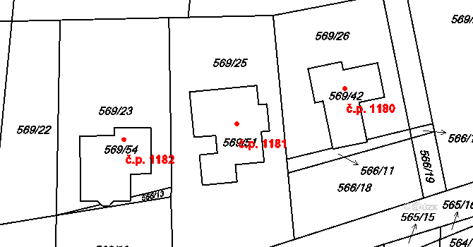 Sedlčany 1181 na parcele st. 569/51 v KÚ Sedlčany, Katastrální mapa