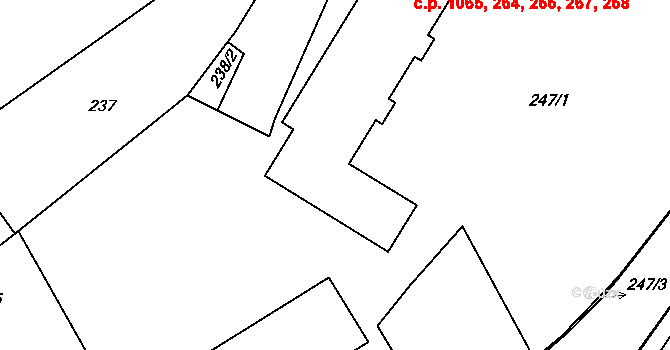 Valtice 264,266,267,268,1065 na parcele st. 242 v KÚ Valtice, Katastrální mapa