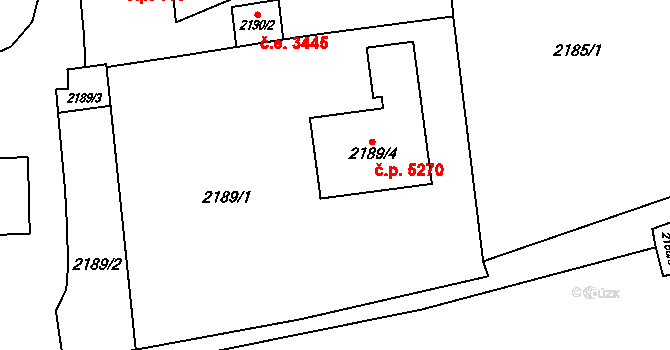 Jihlava 5270 na parcele st. 2189/4 v KÚ Jihlava, Katastrální mapa